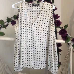 Cream + black cut out long sleeve with stars
